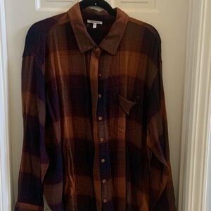 Maurices Womens Plaid Shirt in Brown and Navy